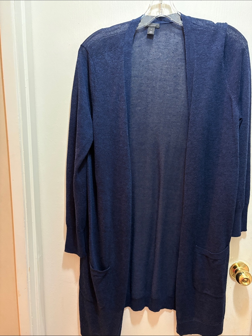 Halogen Navy Open-Front Long Cardigan